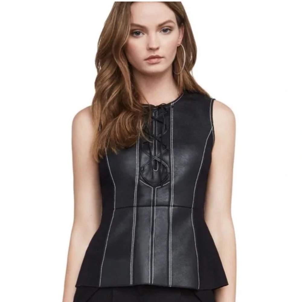 BCBG MAX AZRIA KYA FAUX-LEATHER TOP